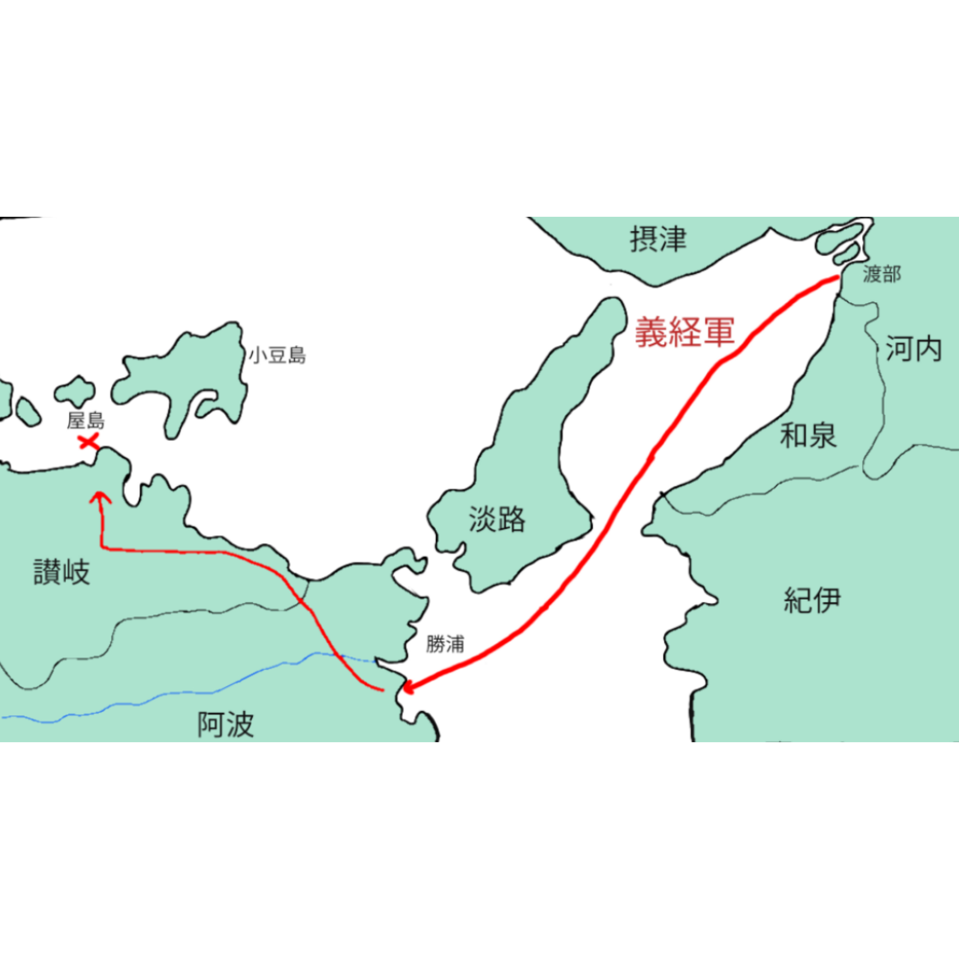 屋島の戦い　経過図
